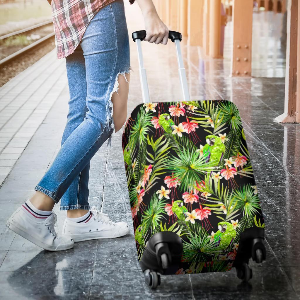 Tropical Hawaiian Parrot Pattern Print Luggage Cover GearFrost