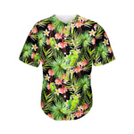 Tropical Hawaiian Parrot Pattern Print Men's Baseball Jersey
