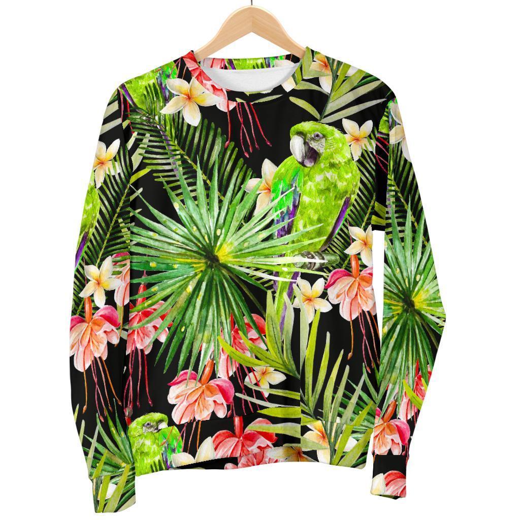 Tropical Hawaiian Parrot Pattern Print Men's Crewneck Sweatshirt GearFrost