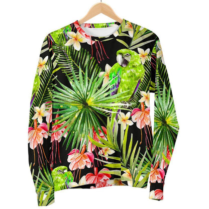 Tropical Hawaiian Parrot Pattern Print Men's Crewneck Sweatshirt GearFrost