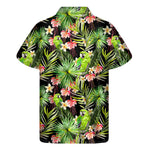 Tropical Hawaiian Parrot Pattern Print Men's Short Sleeve Shirt