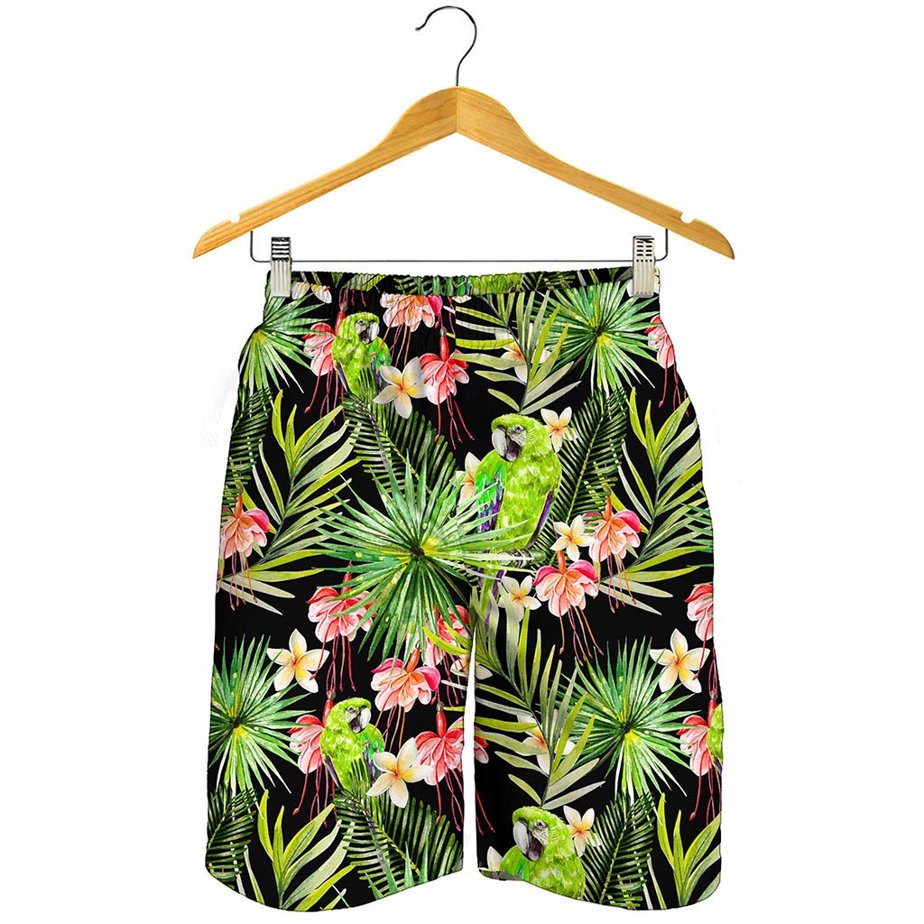 Tropical Hawaiian Parrot Pattern Print Men's Shorts