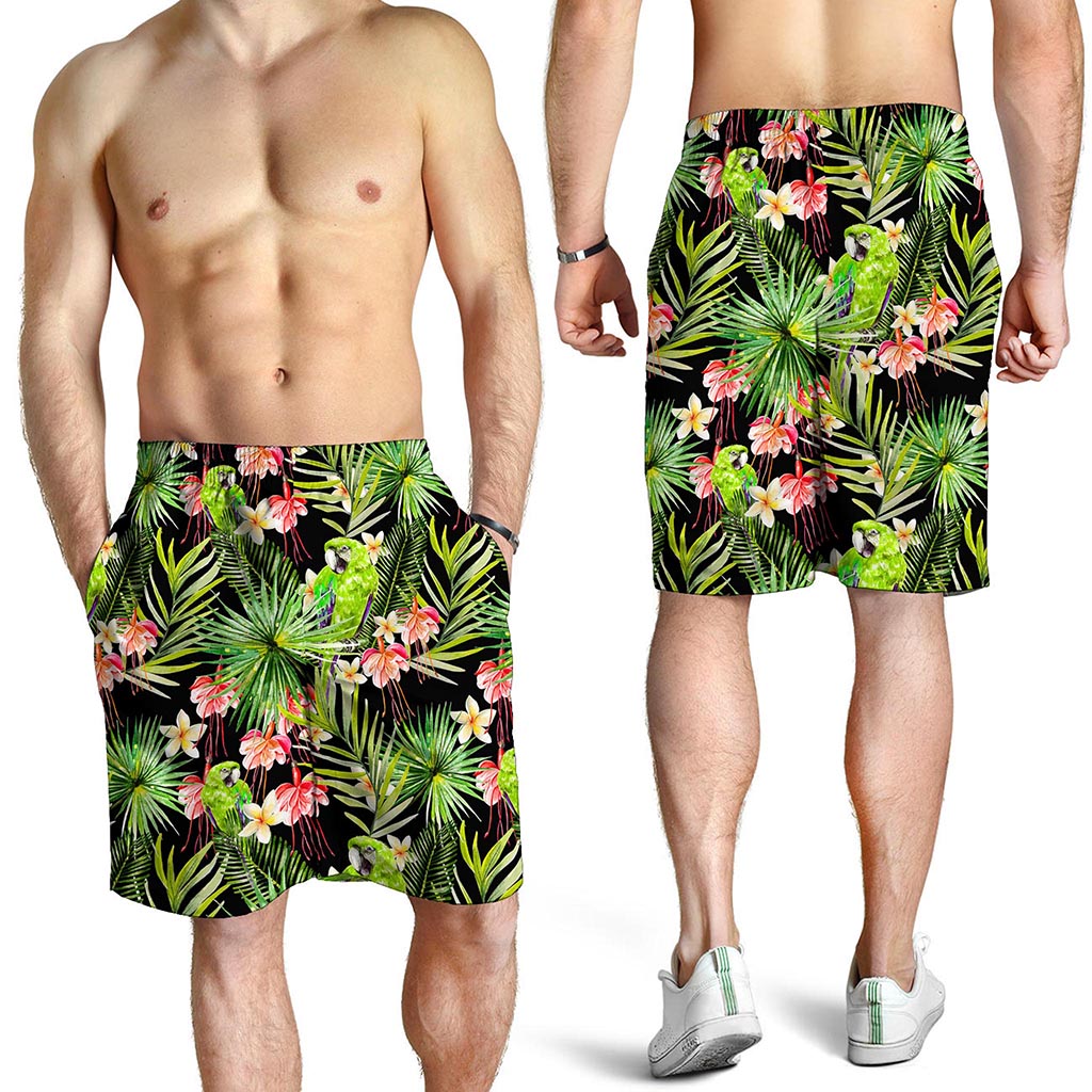 Tropical Hawaiian Parrot Pattern Print Men's Shorts