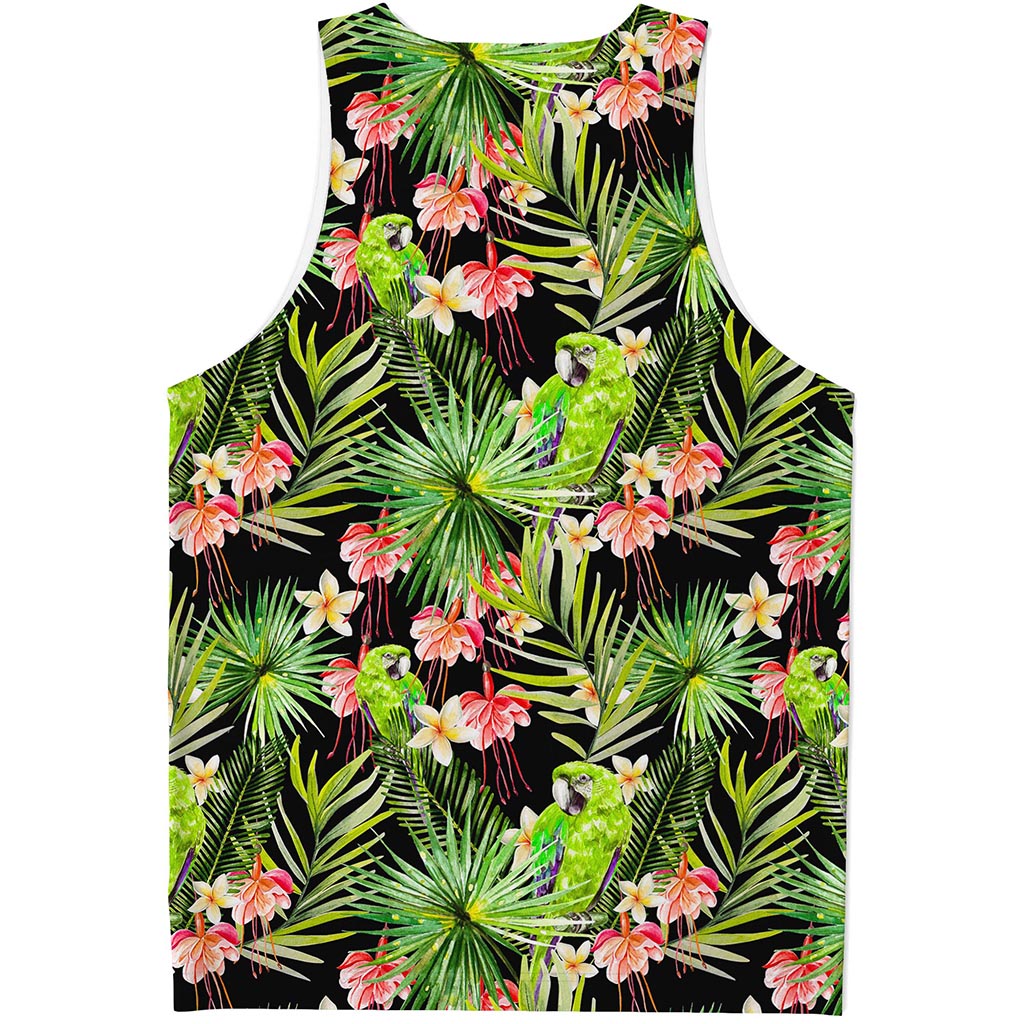 Tropical Hawaiian Parrot Pattern Print Men's Tank Top