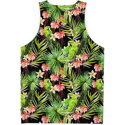 Tropical Hawaiian Parrot Pattern Print Men's Tank Top