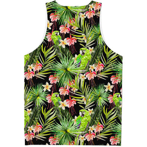 Tropical Hawaiian Parrot Pattern Print Men's Tank Top