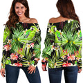 Tropical Hawaiian Parrot Pattern Print Off The Shoulder Sweatshirt