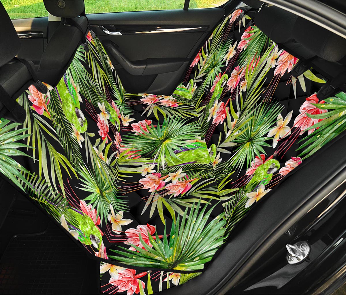 Tropical Hawaiian Parrot Pattern Print Pet Car Back Seat Cover