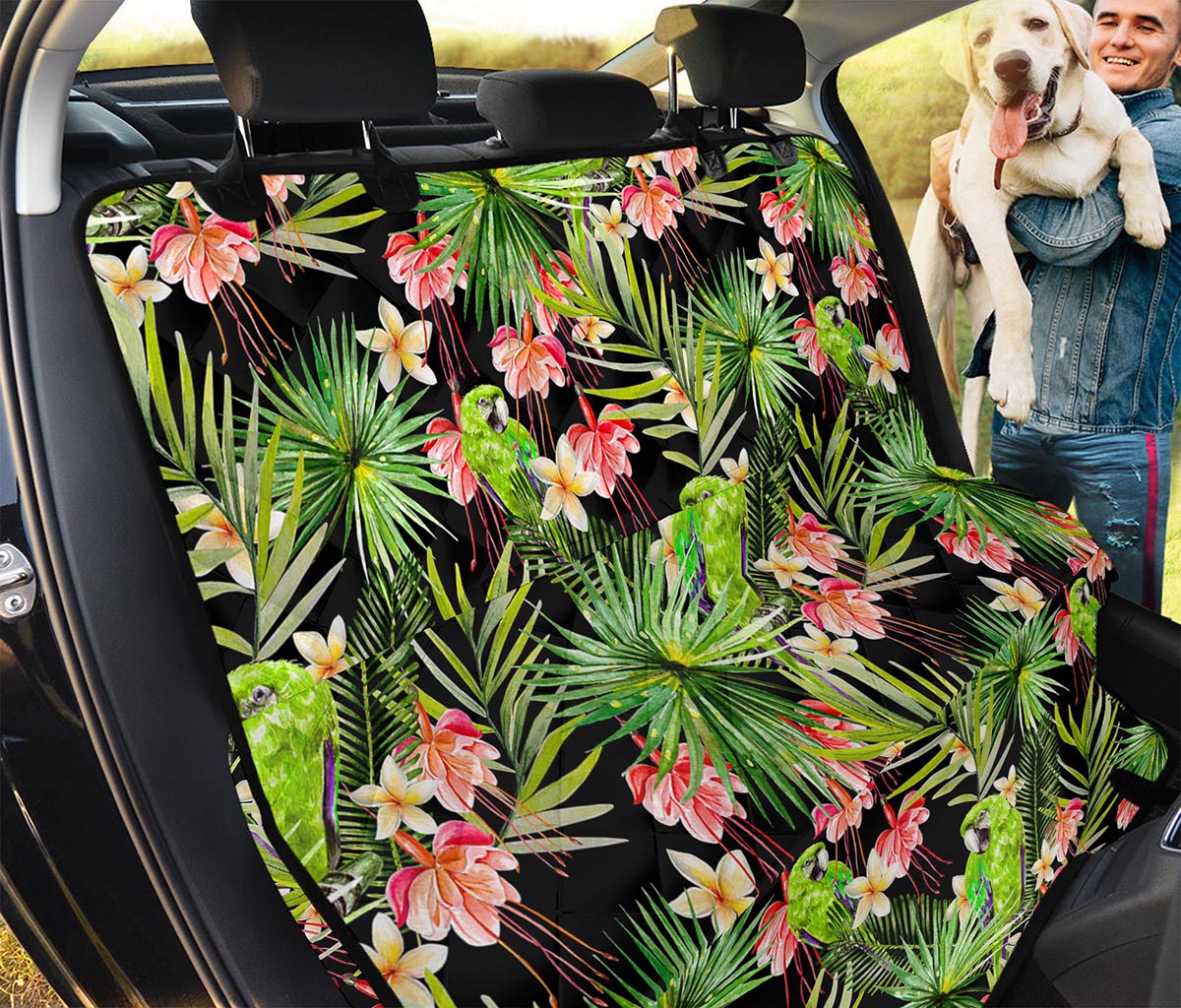Tropical Hawaiian Parrot Pattern Print Pet Car Back Seat Cover