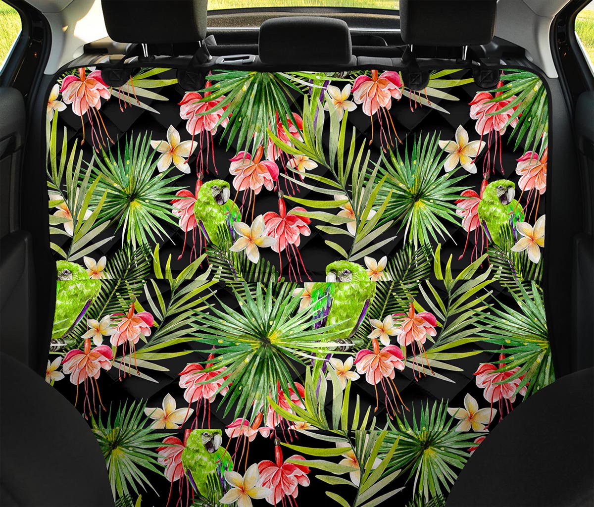 Tropical Hawaiian Parrot Pattern Print Pet Car Back Seat Cover