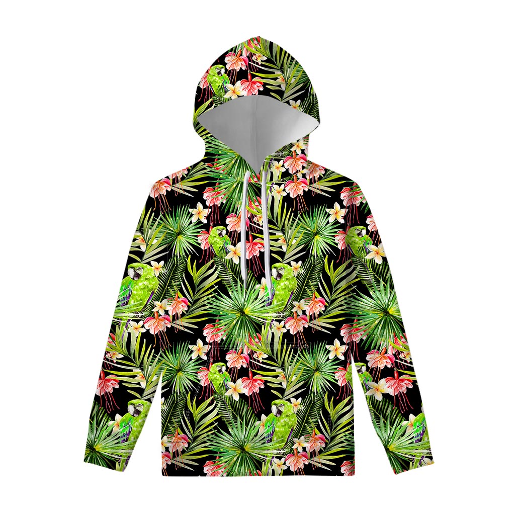 Tropical Hawaiian Parrot Pattern Print Pullover Hoodie