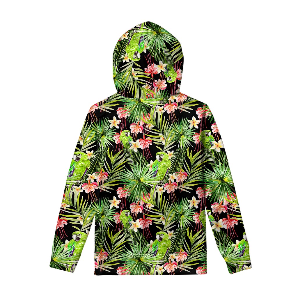 Tropical Hawaiian Parrot Pattern Print Pullover Hoodie