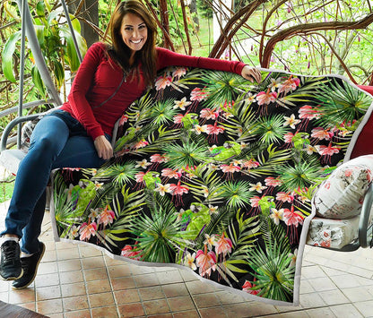 Tropical Hawaiian Parrot Pattern Print Quilt