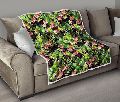 Tropical Hawaiian Parrot Pattern Print Quilt