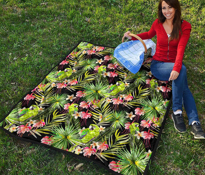 Tropical Hawaiian Parrot Pattern Print Quilt