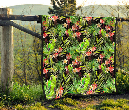 Tropical Hawaiian Parrot Pattern Print Quilt