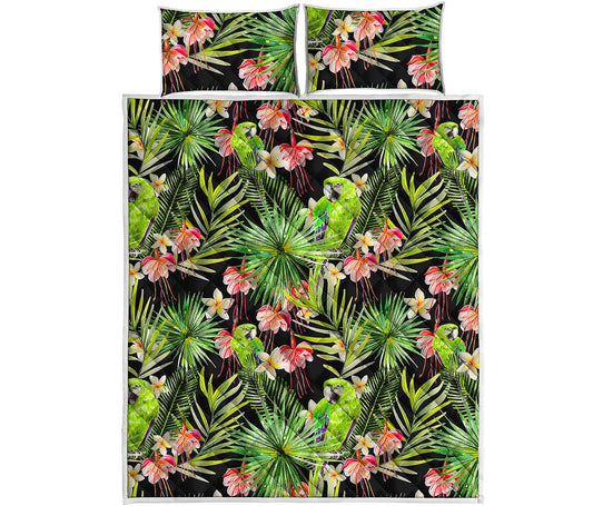 Tropical Hawaiian Parrot Pattern Print Quilt Bed Set