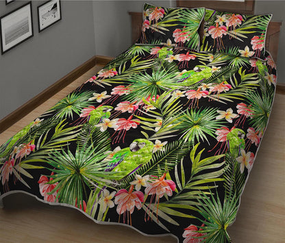 Tropical Hawaiian Parrot Pattern Print Quilt Bed Set