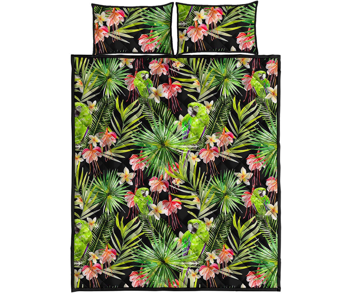 Tropical Hawaiian Parrot Pattern Print Quilt Bed Set