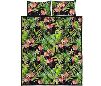 Tropical Hawaiian Parrot Pattern Print Quilt Bed Set