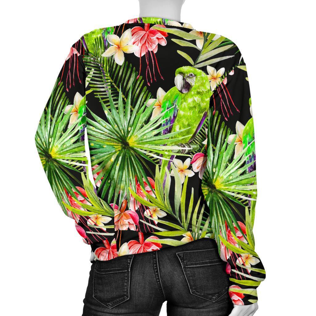 Tropical Hawaiian Parrot Pattern Print Women's Crewneck Sweatshirt GearFrost