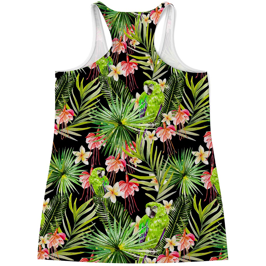 Tropical Hawaiian Parrot Pattern Print Women's Racerback Tank Top
