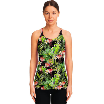 Tropical Hawaiian Parrot Pattern Print Women's Racerback Tank Top