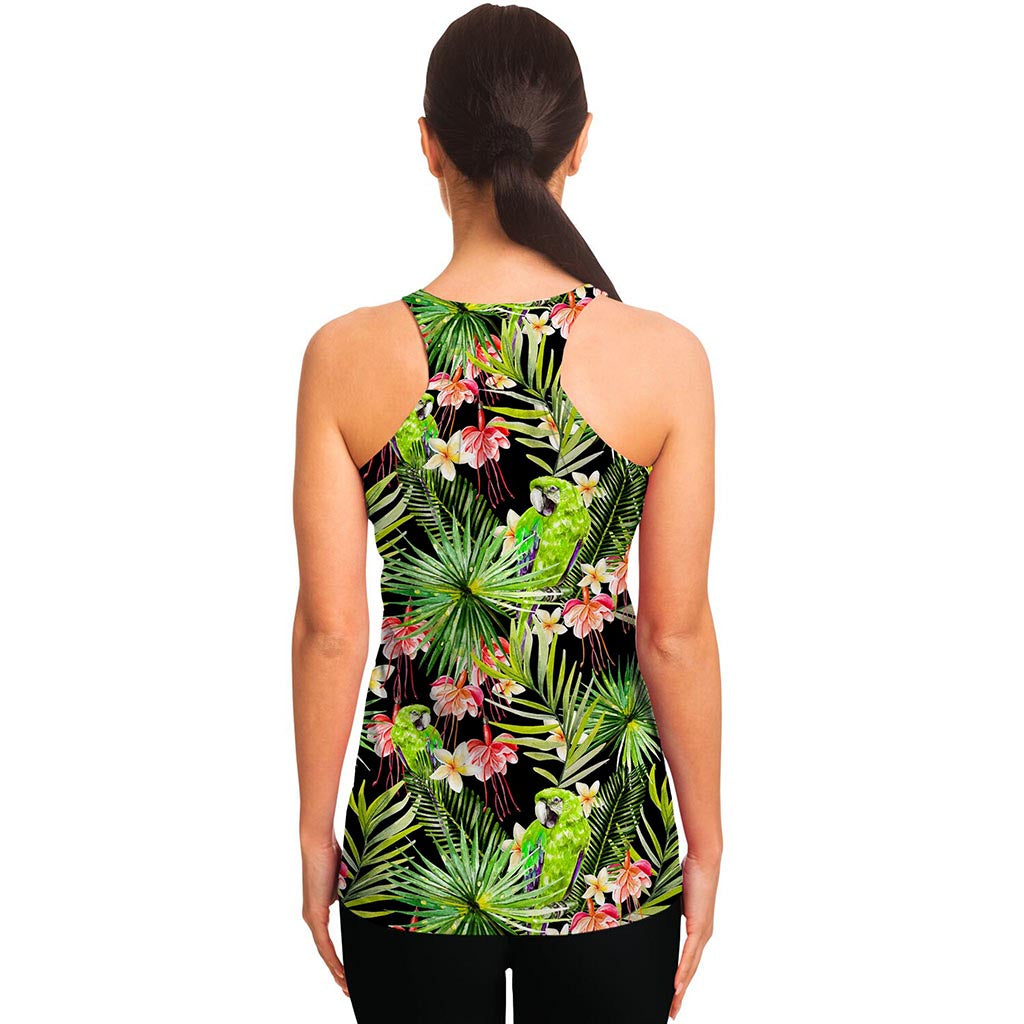 Tropical Hawaiian Parrot Pattern Print Women's Racerback Tank Top