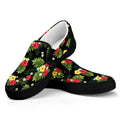 Tropical Hibiscus Aloha Pattern Print Black Slip On Sneakers
