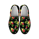 Tropical Hibiscus Aloha Pattern Print Black Slip On Shoes