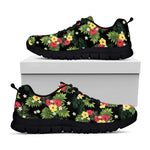 Tropical Hibiscus Aloha Pattern Print Black Sneakers