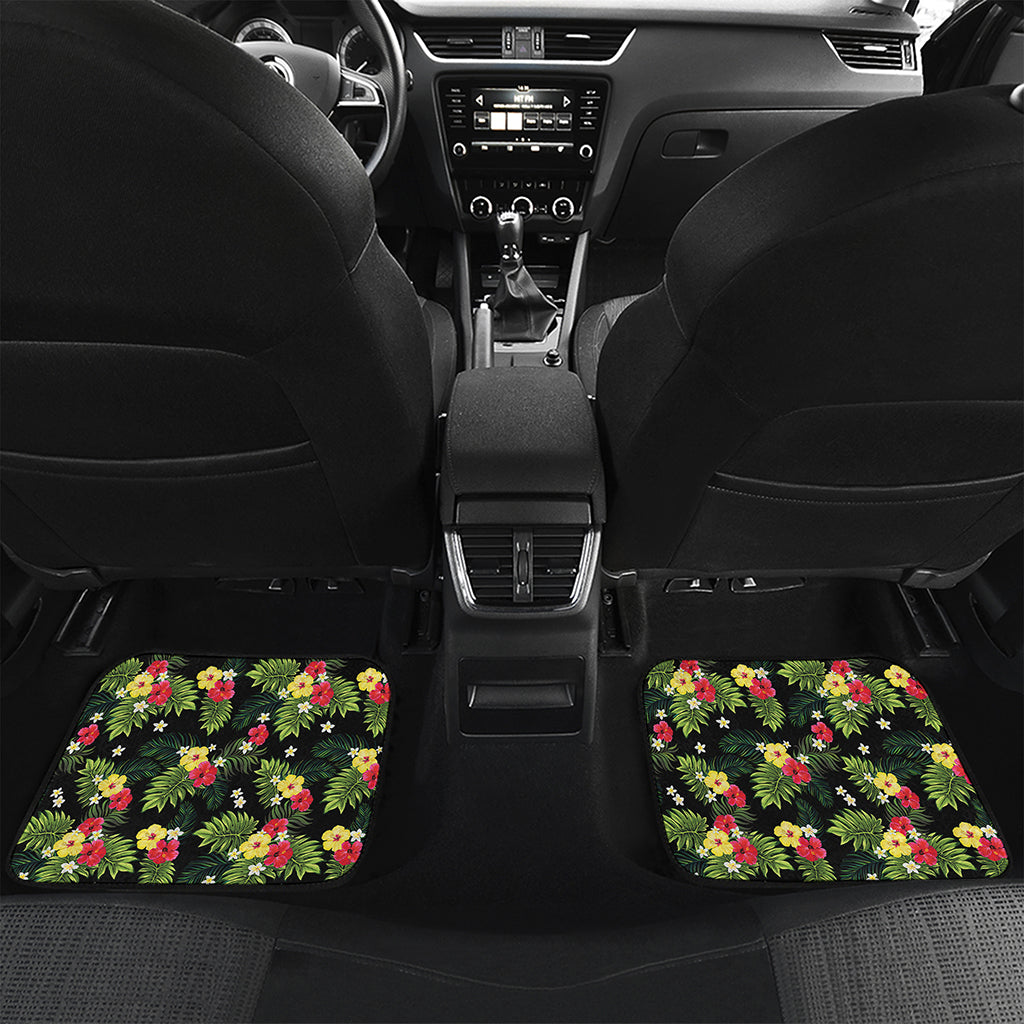 Tropical Hibiscus Aloha Pattern Print Front and Back Car Floor Mats