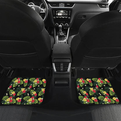 Tropical Hibiscus Aloha Pattern Print Front and Back Car Floor Mats