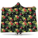 Tropical Hibiscus Aloha Pattern Print Hooded Blanket
