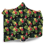 Tropical Hibiscus Aloha Pattern Print Hooded Blanket