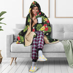 Tropical Hibiscus Aloha Pattern Print Hooded Blanket