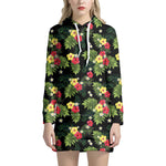 Tropical Hibiscus Aloha Pattern Print Hoodie Dress
