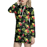 Tropical Hibiscus Aloha Pattern Print Hoodie Dress