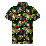Tropical Hibiscus Aloha Pattern Print Men's Short Sleeve Shirt