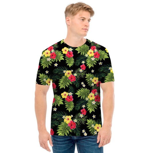 Tropical Hibiscus Aloha Pattern Print Men's T-Shirt