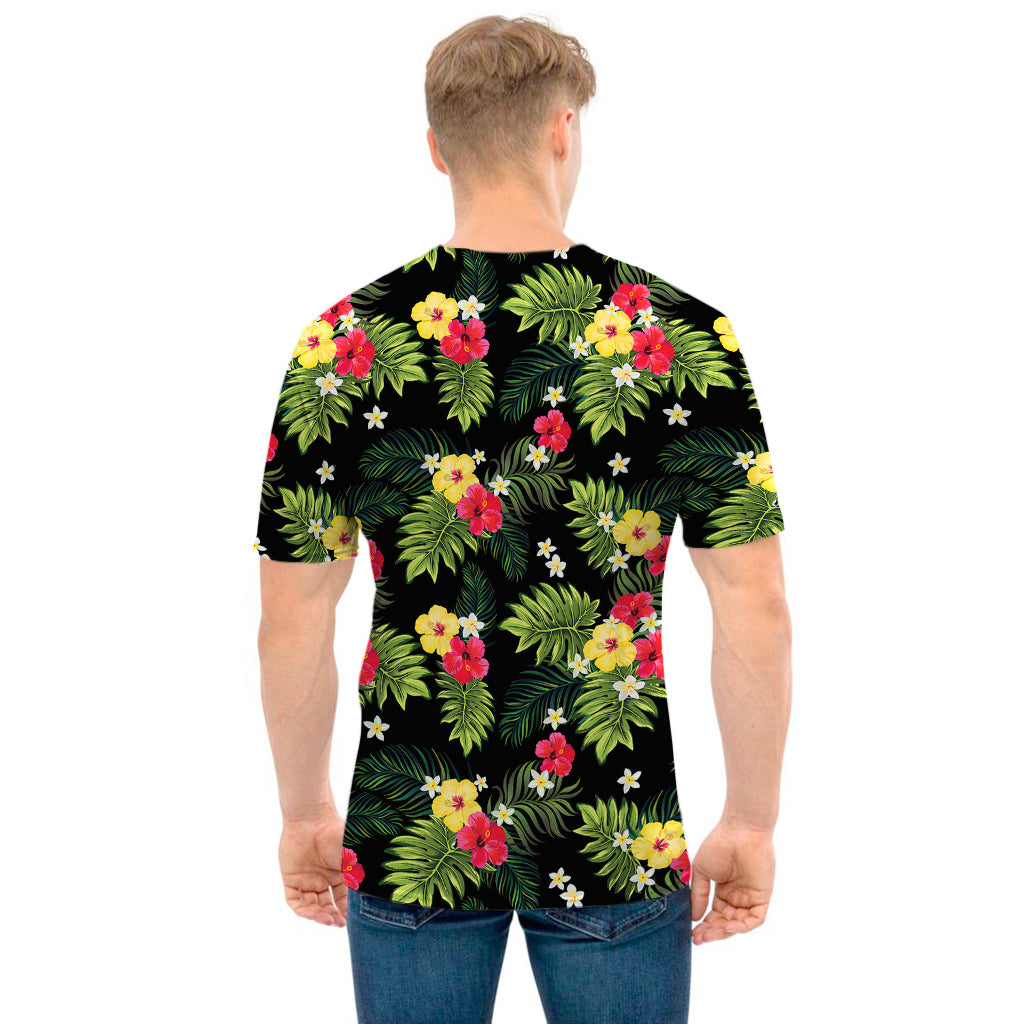 Tropical Hibiscus Aloha Pattern Print Men's T-Shirt
