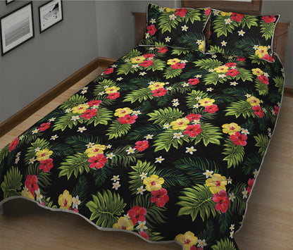 Tropical Hibiscus Aloha Pattern Print Quilt Bed Set