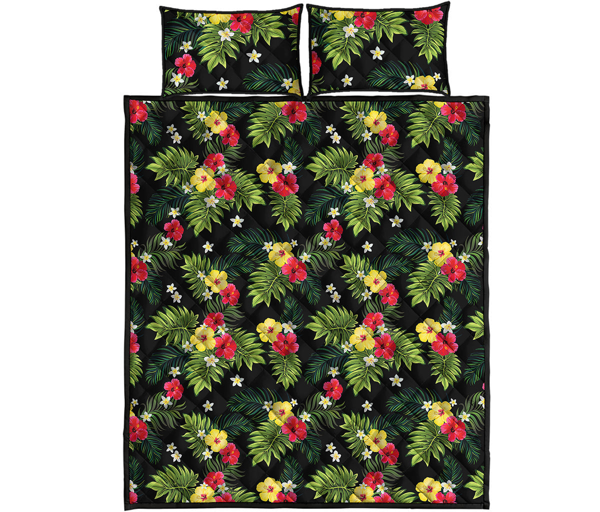 Tropical Hibiscus Aloha Pattern Print Quilt Bed Set