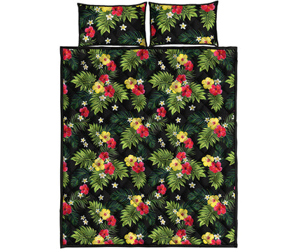 Tropical Hibiscus Aloha Pattern Print Quilt Bed Set