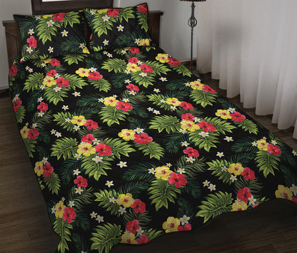 Tropical Hibiscus Aloha Pattern Print Quilt Bed Set