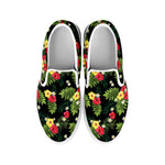 Tropical Hibiscus Aloha Pattern Print White Slip On Shoes