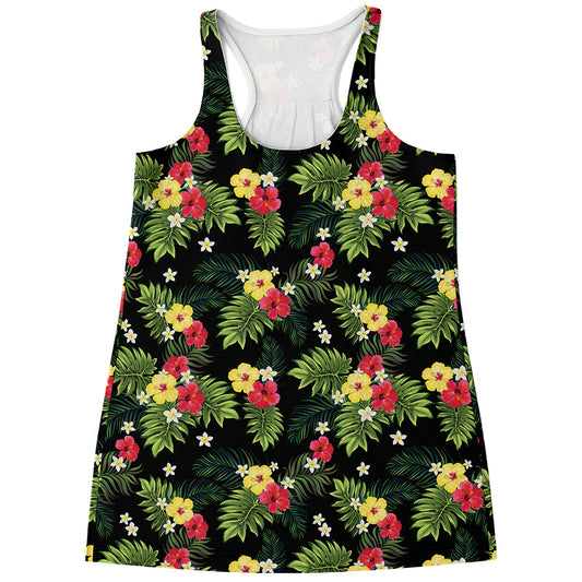 Tropical Hibiscus Aloha Pattern Print Women's Racerback Tank Top