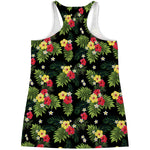 Tropical Hibiscus Aloha Pattern Print Women's Racerback Tank Top