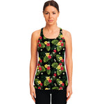 Tropical Hibiscus Aloha Pattern Print Women's Racerback Tank Top