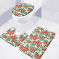 Tropical Hibiscus Blossom Pattern Print 3 Piece Bath Mat Set